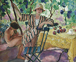 Henri Lebasque The Garden at Summer (Pierre and Nono under the Grapes), 1920 oil painting reproduction