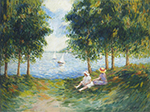 Henri Lebasque Two Young Girls by the River Eau oil painting reproduction