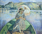 Henri Lebasque Woman in a Boat with an Umbrella, 1915 oil painting reproduction
