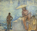 Henri Lebasque Young Bather with Parasol, 1918 oil painting reproduction