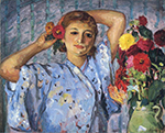 Henri Lebasque Young Girl with Flowers, 1915 oil painting reproduction