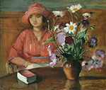 Henri Lebasque Young Girl with Flowers oil painting reproduction