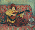 Henri Lebasque Young Girl with Guitar, 1923 oil painting reproduction
