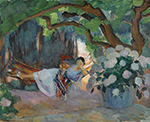 Henri Lebasque Young Woman at Hammock, 1923 oil painting reproduction