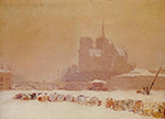 Albert Lebourg Notre Dame de Paris in Snow, 1895 oil painting reproduction