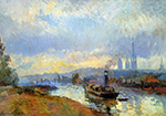 Albert Lebourg Tugboats in Rouen, 1903 oil painting reproduction