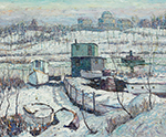 Ernest Lawson Boathouse, Winter, Harlem River, 1918 oil painting reproduction