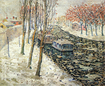 Ernest Lawson Canal Scene in Winter, 1898 oil painting reproduction