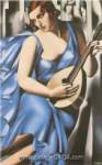 Tamara de Lempicka Lady in Blue with Guitar oil painting reproduction