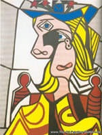 Roy Lichtenstein Woman with Flowerd Hat oil painting reproduction