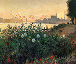 Claude Monet Argenteuil, Flowers by the Riverbank, 1877 oil painting reproduction
