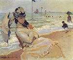 Claude Monet Camille on the Beach at Trouville, 1870 oil painting reproduction