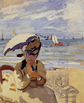 Claude Monet Camille Sitting on the Beach at Trouville, 1870-01 oil painting reproduction