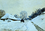 Claude Monet Cart on the Snow Covered Road with Saint-Simeon Farm, 1865 oil painting reproduction