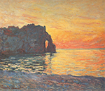 Claude Monet Etretat, Cliff of d`Aval, Sunset, 1885 oil painting reproduction