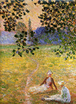 Claude Monet Evening in the Meadow at Giverny (detail, 1888 oil painting reproduction