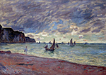 Claude Monet Fishing Boats by the Beach and the Cliffs of Pourville, 1882 oil painting reproduction