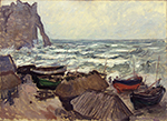 Claude Monet Fishing Boats on the Beach at Etretat, 1884 oil painting reproduction