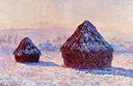 Claude Monet Grainstacks in the Morning, Snow Effect,1891 oil painting reproduction