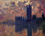 Claude Monet Houses of Parliament, Sunset (detail), 1900-01 oil painting reproduction