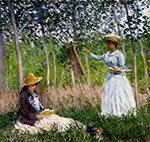 Claude Monet In The Woods At Giverny Blanche Hoschede Monet At Her Easel With Suzzanne Hoschede Reading, 1887 oil painting reproduction