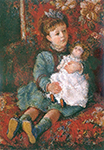 Claude Monet Portrait of Germaine Hoschede with a Doll, 1876-77 oil painting reproduction