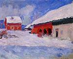 Claude Monet Red Houses at Bjornegaard in the Snow, Norway, 1895 oil painting reproduction