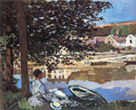 Claude Monet River Scene at Bennecourt, 1868 oil painting reproduction
