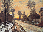 Claude Monet Road at Louveciennes, Melting Snow, Sunset, 1870 oil painting reproduction