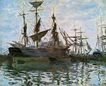 Claude Monet Ships in Harbor, 1873 oil painting reproduction
