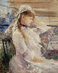 Berthe Morisot Behind the Blinds - 1879 oil painting reproduction