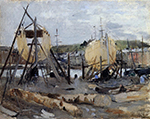 Berthe Morisot Boats under Construction - 1874 oil painting reproduction