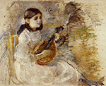 Berthe Morisot Girl Playing the Mandolin - 1890  oil painting reproduction