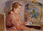 Berthe Morisot Young Girl and the Budgie - 1888  oil painting reproduction