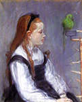 Berthe Morisot Young Girl with a Parrot - 1873  oil painting reproduction