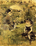 Berthe Morisot Young Woman and Child on an Isle - 1883  oil painting reproduction