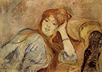 Berthe Morisot Young Woman Leaning on Her Elbow - 1887  oil painting reproduction