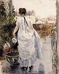 Berthe Morisot Young Woman Watering a Shrub - 1876  oil painting reproduction