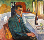 Edvard Munch Self Portrait with Bottle of Wine oil painting reproduction