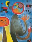 Joan Miro Ladders Cross the Blue Sky in a Wheel of Fire oil painting reproduction