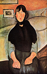 Amedeo Modigliani Dark Young Woman Seated by a Bed - 1918 oil painting reproduction