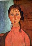 Amedeo Modigliani Girl with Braids - circa 1918 oil painting reproduction
