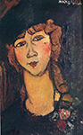 Amedeo Modigliani Head of a Woman in a Hat (also known as Lolotte) - oil painting reproduction
