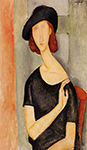 Amedeo Modigliani Jeanne Hebuterne (also known as In Front of a Door) - 1919 oil painting reproduction