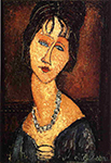 Amedeo Modigliani Jeanne Hebuterne with Hat and Necklace - 1917 oil painting reproduction