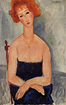 Amedeo Modigliani Readhead Wearing a Pendant - 1918 oil painting reproduction