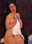 Amedeo Modigliani Seated Nude with Shift - 1917 oil painting reproduction