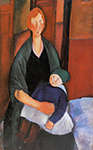 Amedeo Modigliani Seated Woman with Child (also known as Motherhood) - 1919 oil painting reproduction