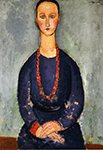 Amedeo Modigliani Woman in a Red Necklace - 1918 oil painting reproduction