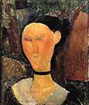 Amedeo Modigliani Woman with Velvet Ribbon (also known as The Black Border) - 1915 oil painting reproduction